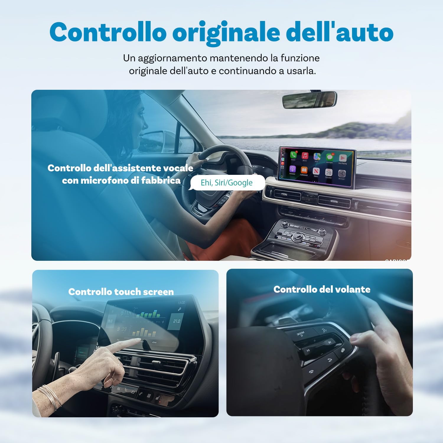OTTOCAST Mini 2025, 2 in 1 Adattatore Carplay Wireless per iPhone, Adattatore Android Auto Plug & Play, Converte il Carplay Cablato in Wireless, Compatibile con auto con CarPlay Cablato e AA -Nero