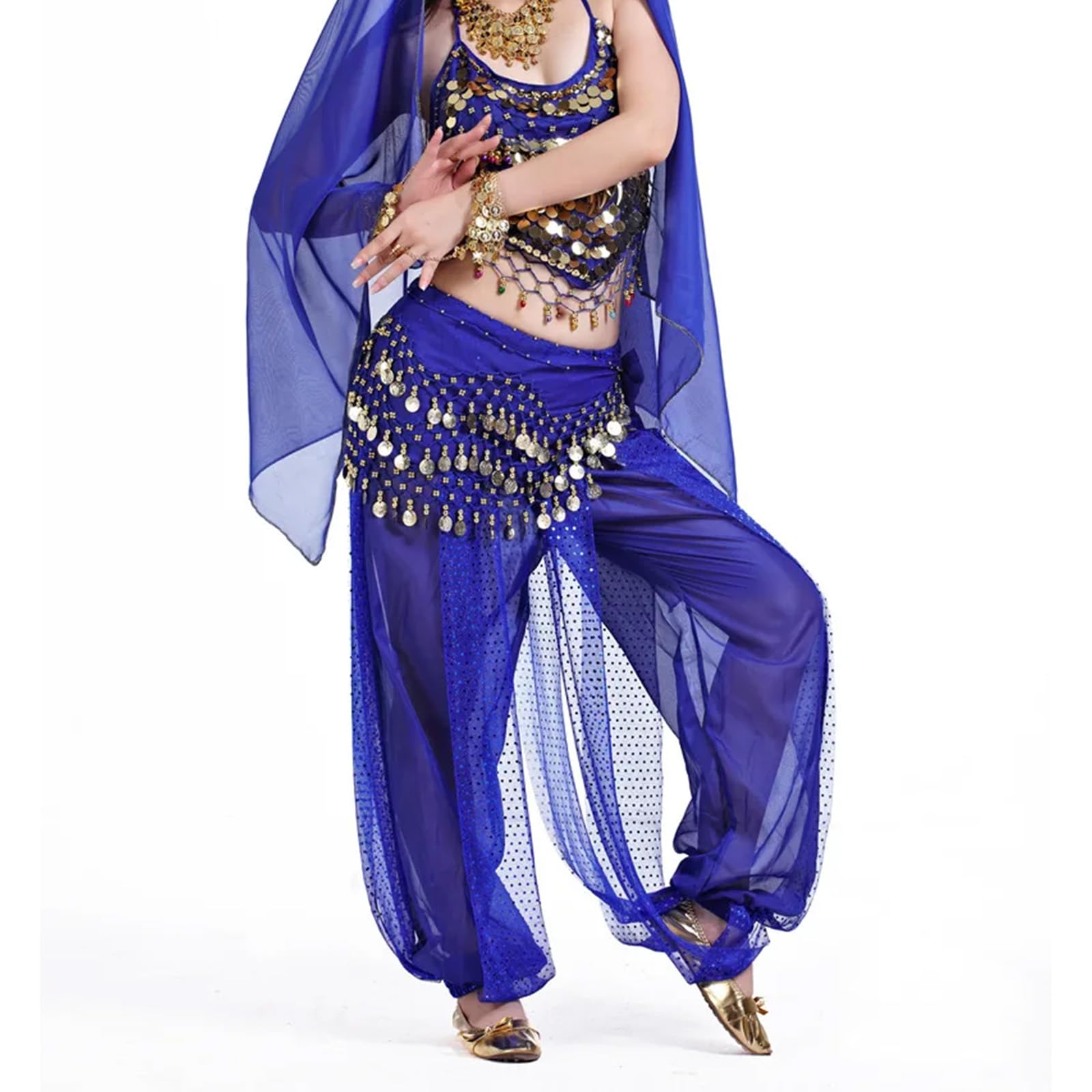 Bufanda de cadera danza del vientre 128 monedas doradas cinturón mujer bailarina disfraz falda envolvente