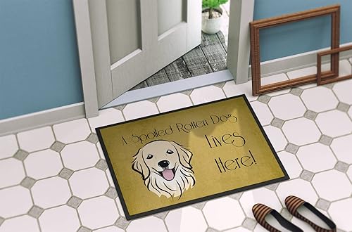 Miniatura 4 de Caroline's Treasures BB1453MAT Golden Retriever Spoiled Dog Lives Here - Tapete para interiores o exteriores, 18 x 27 pulgadas, 27 pulgadas de largo