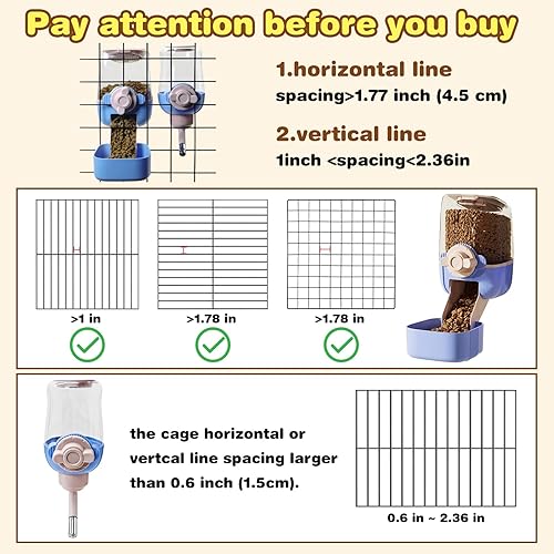 Miniatura 3 de kathson Juego automático de comedero y bebedero para conejos, dispensador de agua de alimentos para mascotas, alimentador de pellets de conejos,