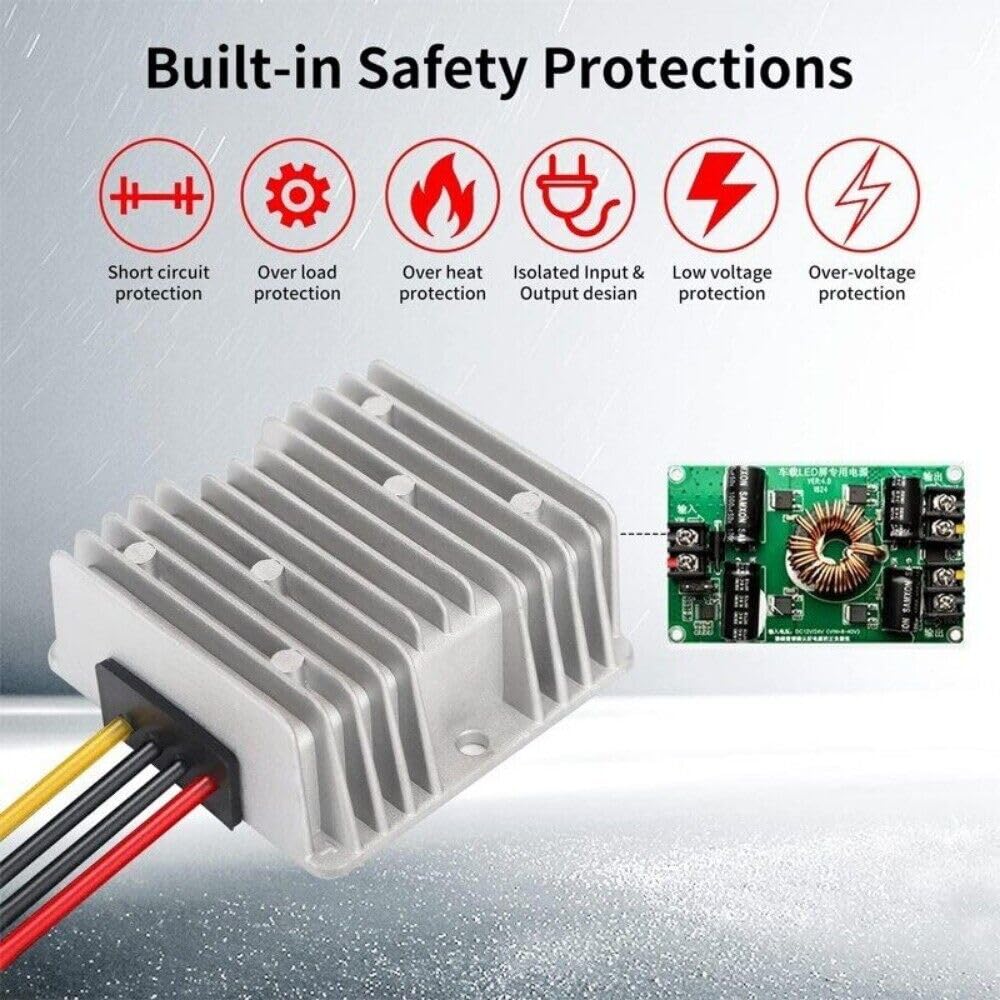 Adaptador convertidor reductor de CC de 40 V a 12 V para batería de iones de litio de 40 V Ryobi de 15 A 180 W, adaptador de bricolaje automático, regulador de voltaje para auto de juguete RC DIY
