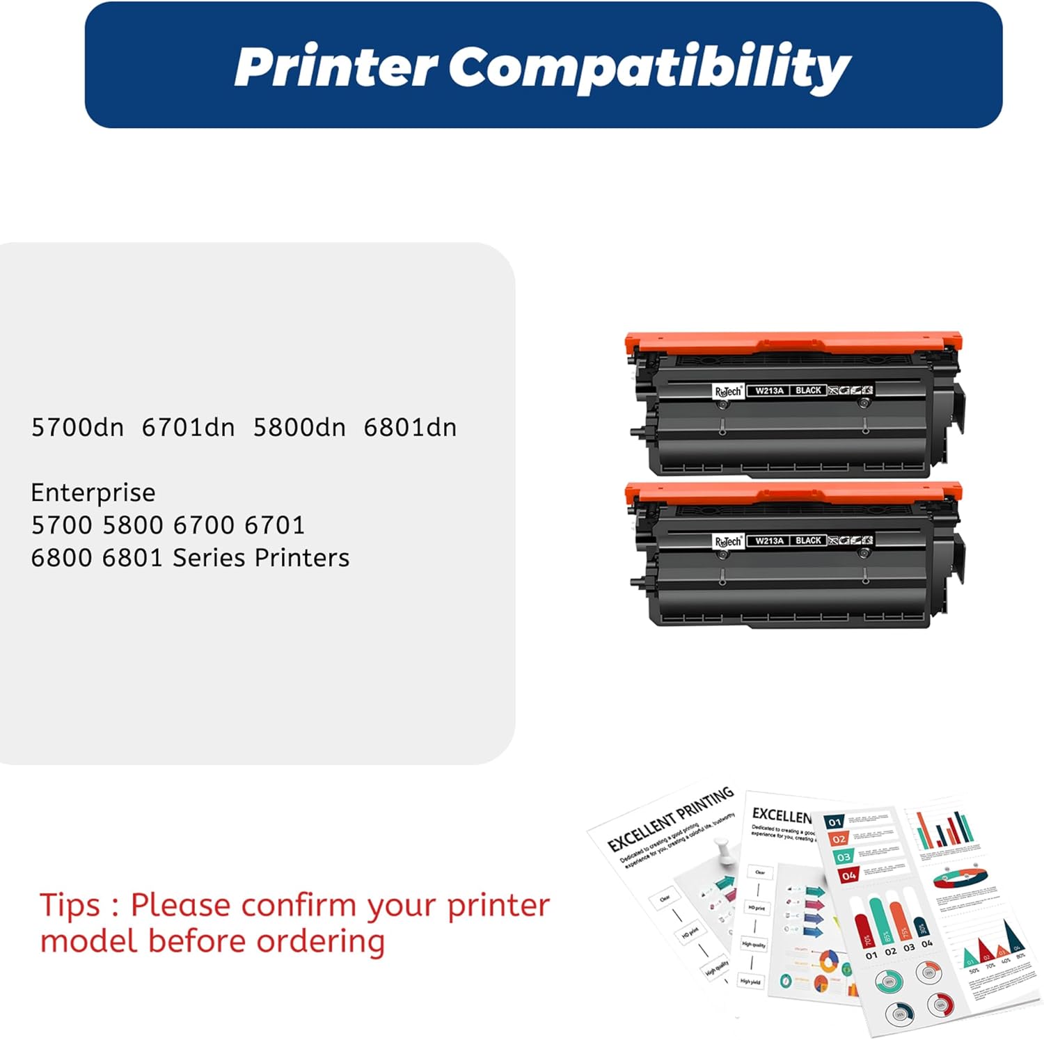 213A Black Toner Cartridges - for HP 213A 213X 213Y W2130A for HP Color LaserJet Enterprise 5700dn 6701dn 5800dn 6801dn,Enterprise 5700 5800 6700 6701 6800 6801 Series Printer Ink, 1 Pack