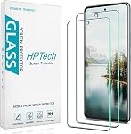 [2 Boîte] HPTech Protecteur d'écran pour Samsung Galaxy S24 5G 6.2 Inch Verre trempé, lecteur d'empreintes digitales de soutien, anti-égratignure, boîte