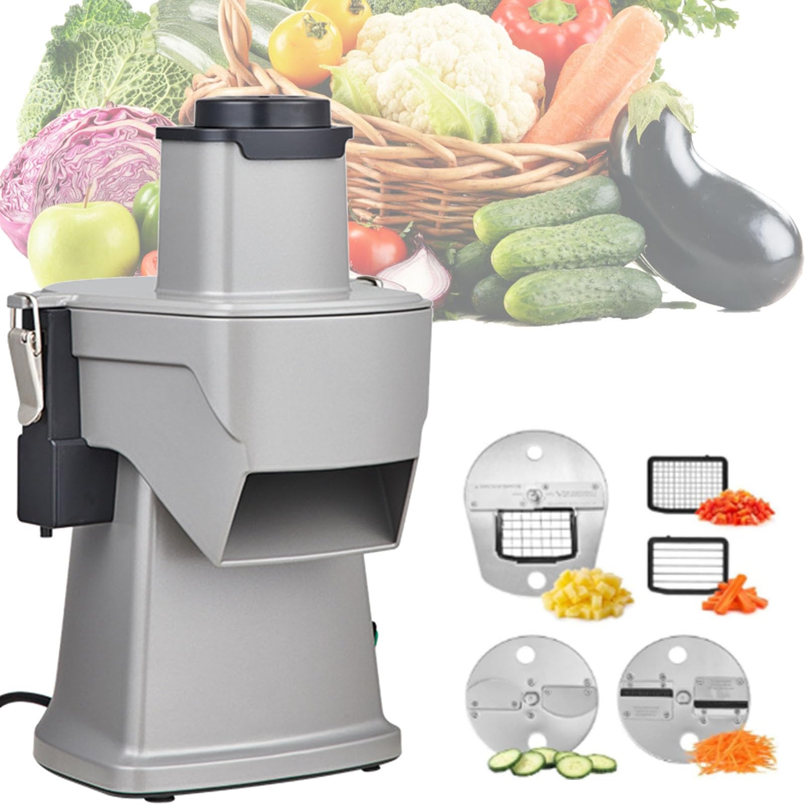 IUokLU 4-In-1 Electric Vegetable Chopper,200W Vegetable Slicer Food Processor, Versatile Veggie Cutter for Slicing, Shredding, Dicing, and Striping