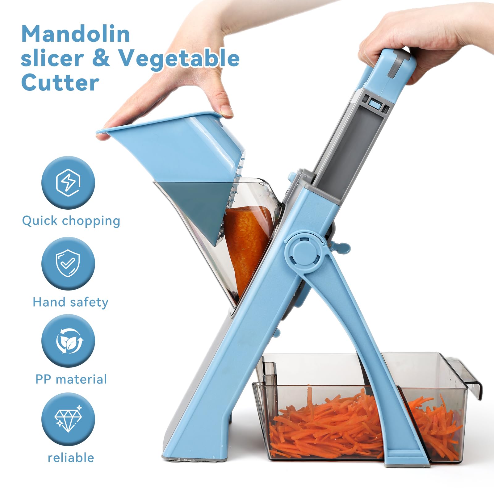 Upgrade Safe Mandoline Slicer Plus, Adjustable Potato Slicer, Vegetable Chopper Food Slicer, Fries Cutter, Veggie Salad Chopper Kitchen Chopping Artifact Christmas Gifts