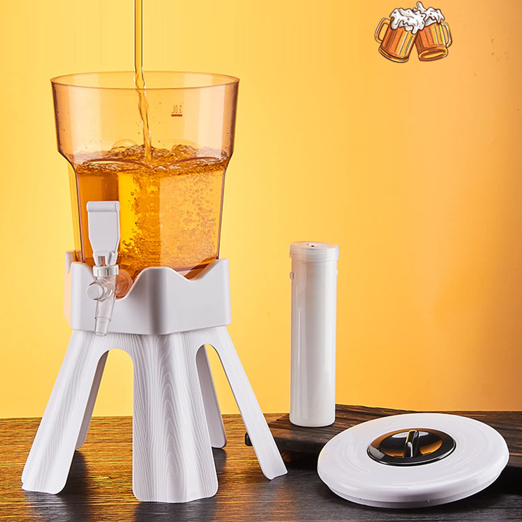 Dispensador de bebidas de 3 litros de capacidad, cañón de cerveza comercial con carámbanos iluminados desmontables, ideal para el hogar, hotel, karaoke, restaurante