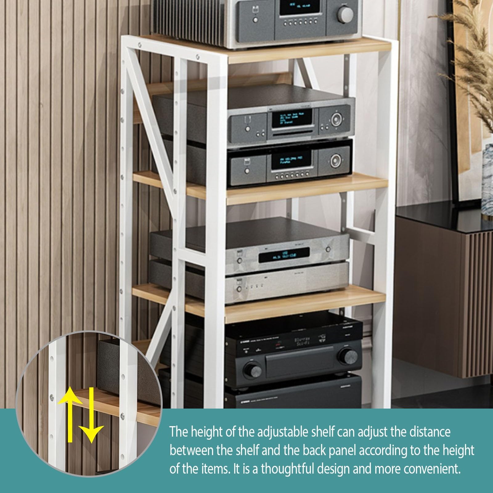 AV Media Stand Armadio regolabile da pavimento con ruote, multifunzione, per CD, DVD, console di gioco, TV, box – perfetto per soggiorno e intrattenimento