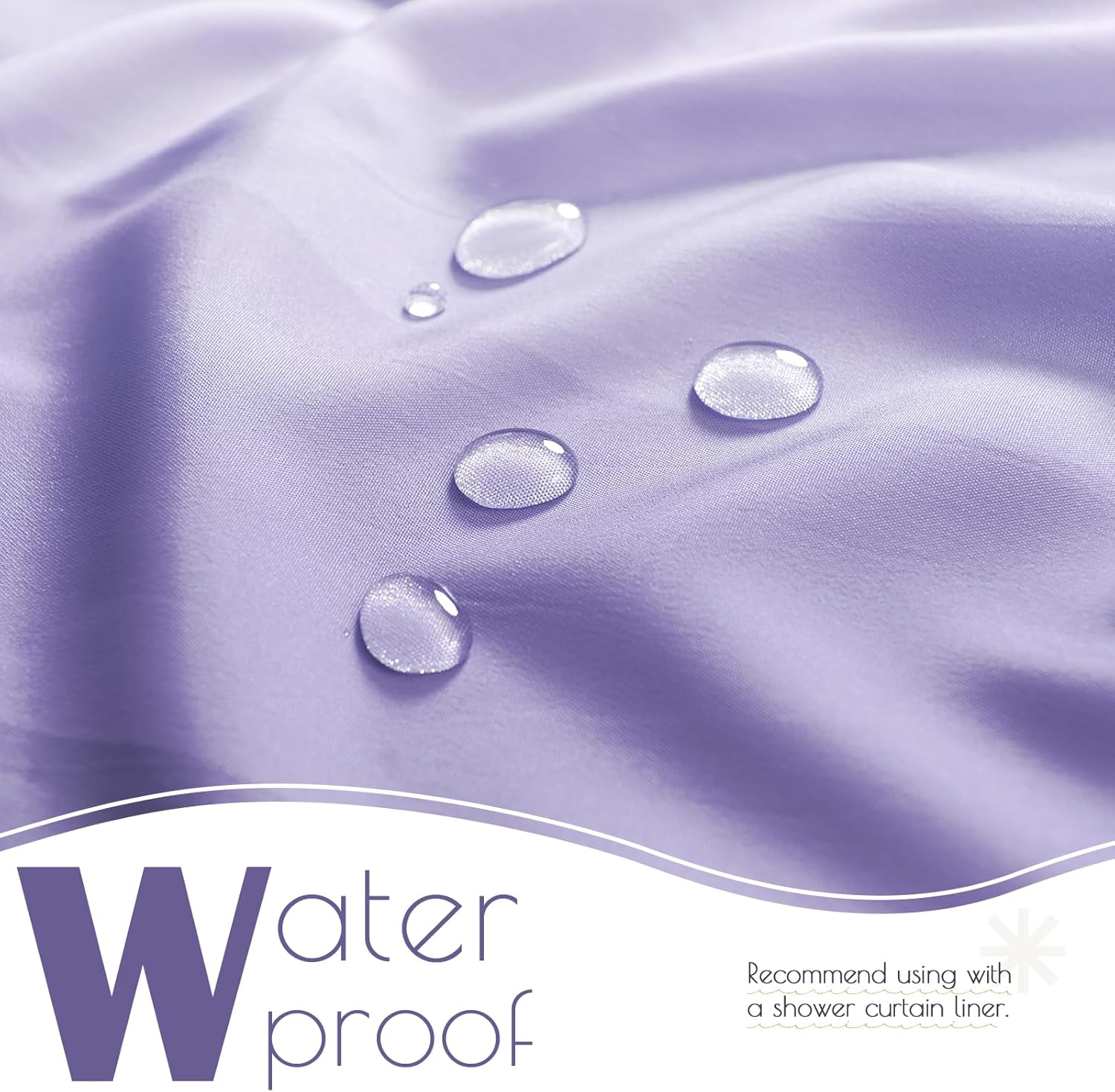 jinchan Ombre Lilac Ocean Wave Shower Curtain Waterproof Fabric Shower Curtains for Bathroom Gradual Color Design Nautical Coastal Beach Bath Decor with 12 Hooks 70x72 Inches