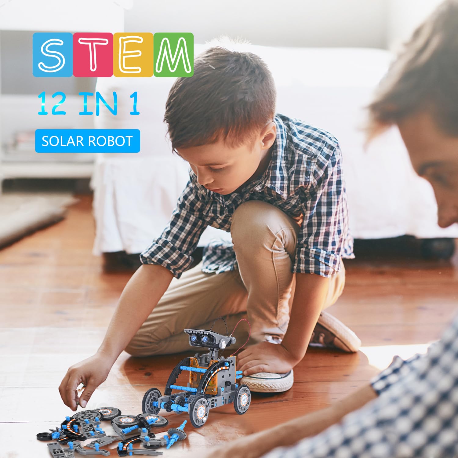 Solar Roboter Spielzeug ab 8 Jahre,OMWay 12-in-1 STEM Experimente für Kinder Alter 9 10 11 12,Konstruktionsspielzeug Bausatz,Geschenke Spielzeug für 13 14 Jährige Junge Mädchen, Grau