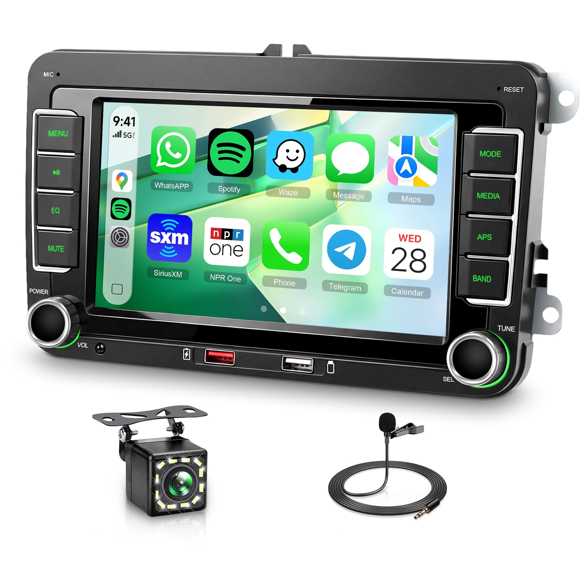 Rimoody Autoradio 2 Din pour VW Golf 5 Golf 6 Passat Polo Tiguan Touran Caddy Skoda Seat, 7" HD Écran,Carplay Wireless Android Auto Mirror Link Bluetooth FM/AM/RDS Caméra de Recul Commandes au Volant