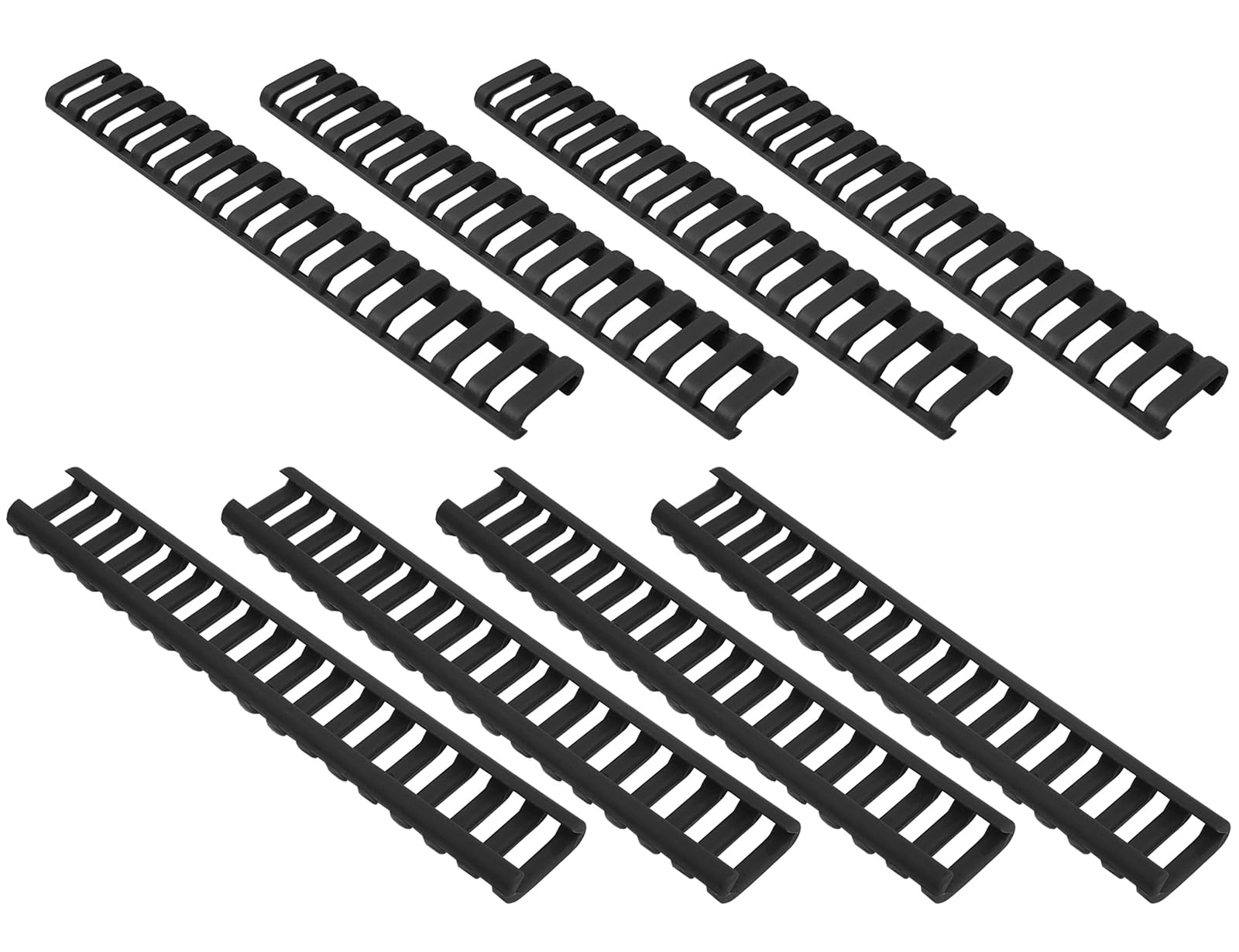 Picatinny Rail Cover Rubber,18-Slot Rubberized Rail Protection Ladder (BLACK, 8 PACKS)