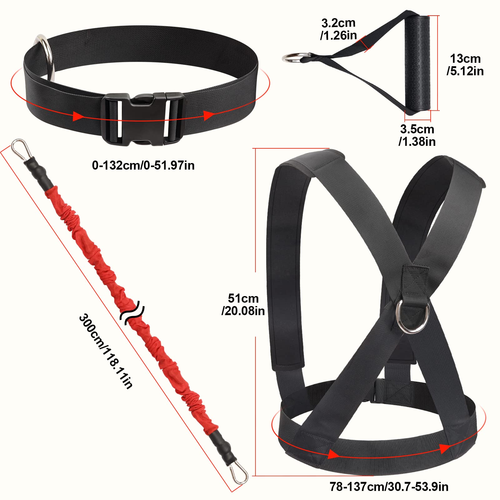 Set di corde elastiche per allenamento di resistenza, per corsa e allenamento, con lunga resistenza, movimento laterale, allenamento ad alta velocità