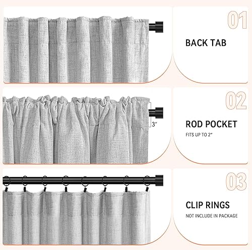 Miniatura 4 de 100% Blackout Shield Cortinas opacas para dormitorio de lino sintético de 96 pulgadas de largo, juego de 2 paneles de cortinas con aislamiento