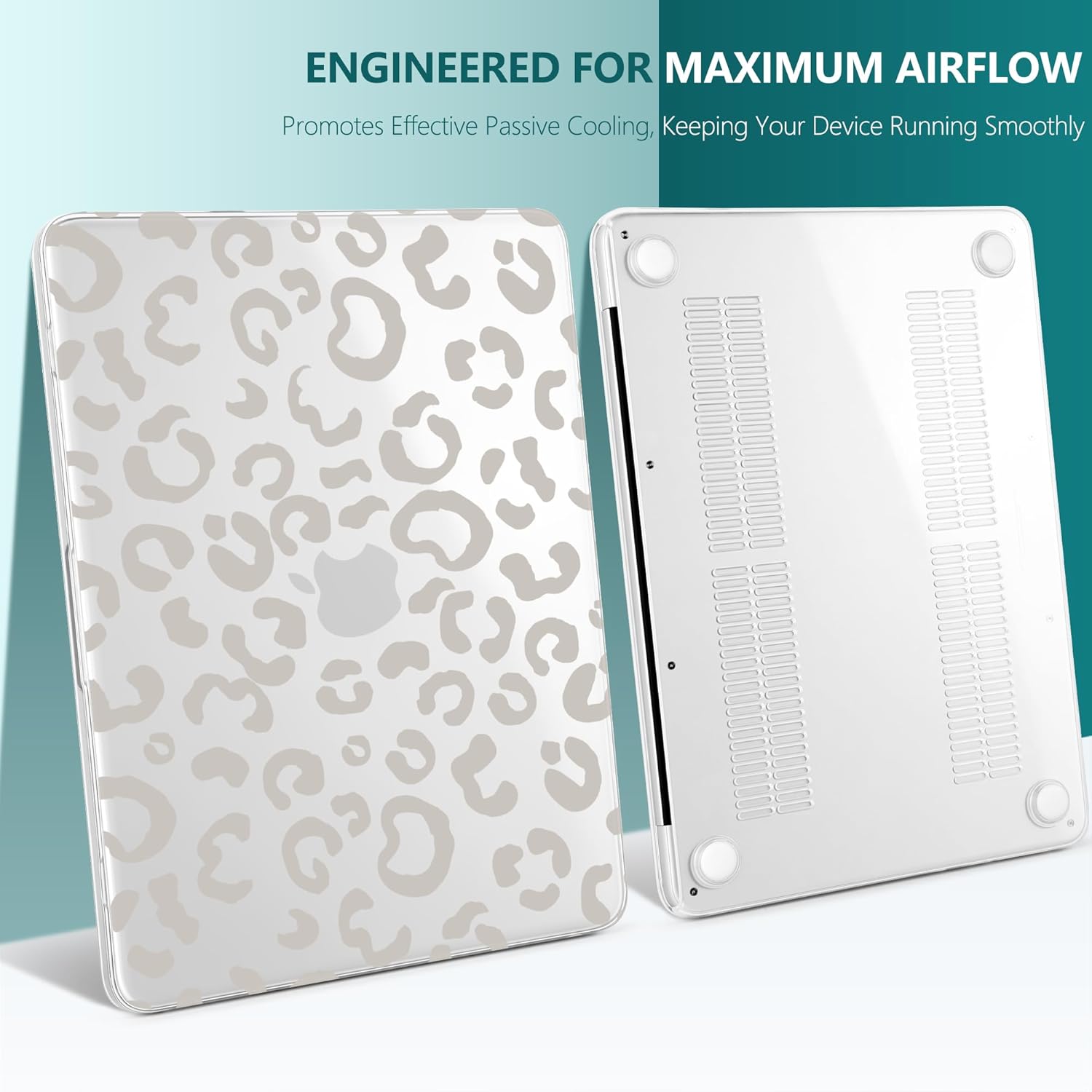 TWOLSKOO for MacBook Neo 13 inch Case 2026 A3404 A18 Pro Chip, Plastic Hard Shell Pattern Case with Type C Adapter, 2 Webcam Covers, Keyboard Cover & Screen Protector, White Leopard