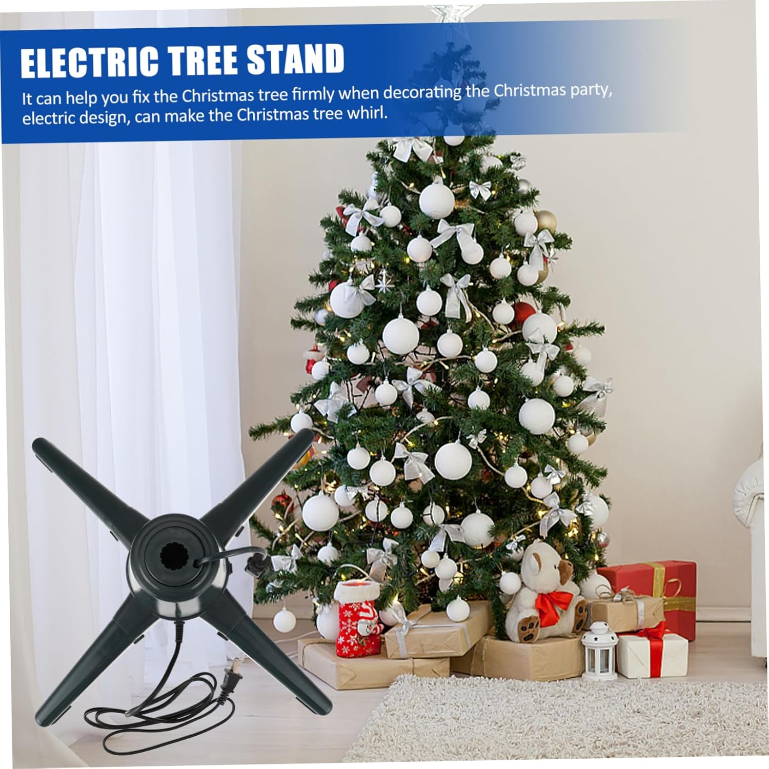 Alipis 1pc Electric Christmas Tree Stand Rotating Tree Base for Sturdy Design Non- Support Compatible Us for Holiday Decor