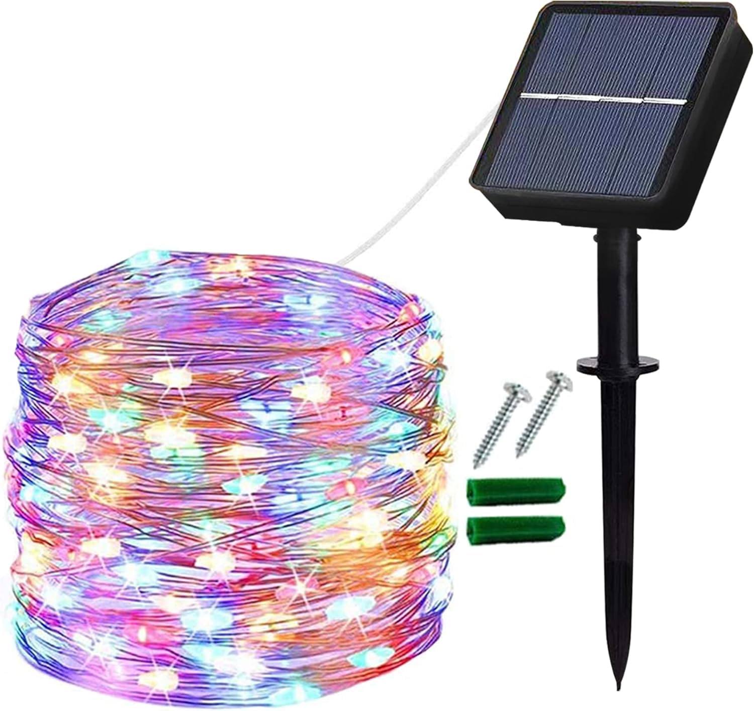 Lezonic Multi-Coloured Solar Lights Outdoor Garden, 12M/40Ft 120Led Solar String Lights 8 Modes Copper Wire Fairy Lights For Home, Garden, Patio, Yard, Gazebo, Fence, Party, Wedding Decoration (Multi-Coloured)