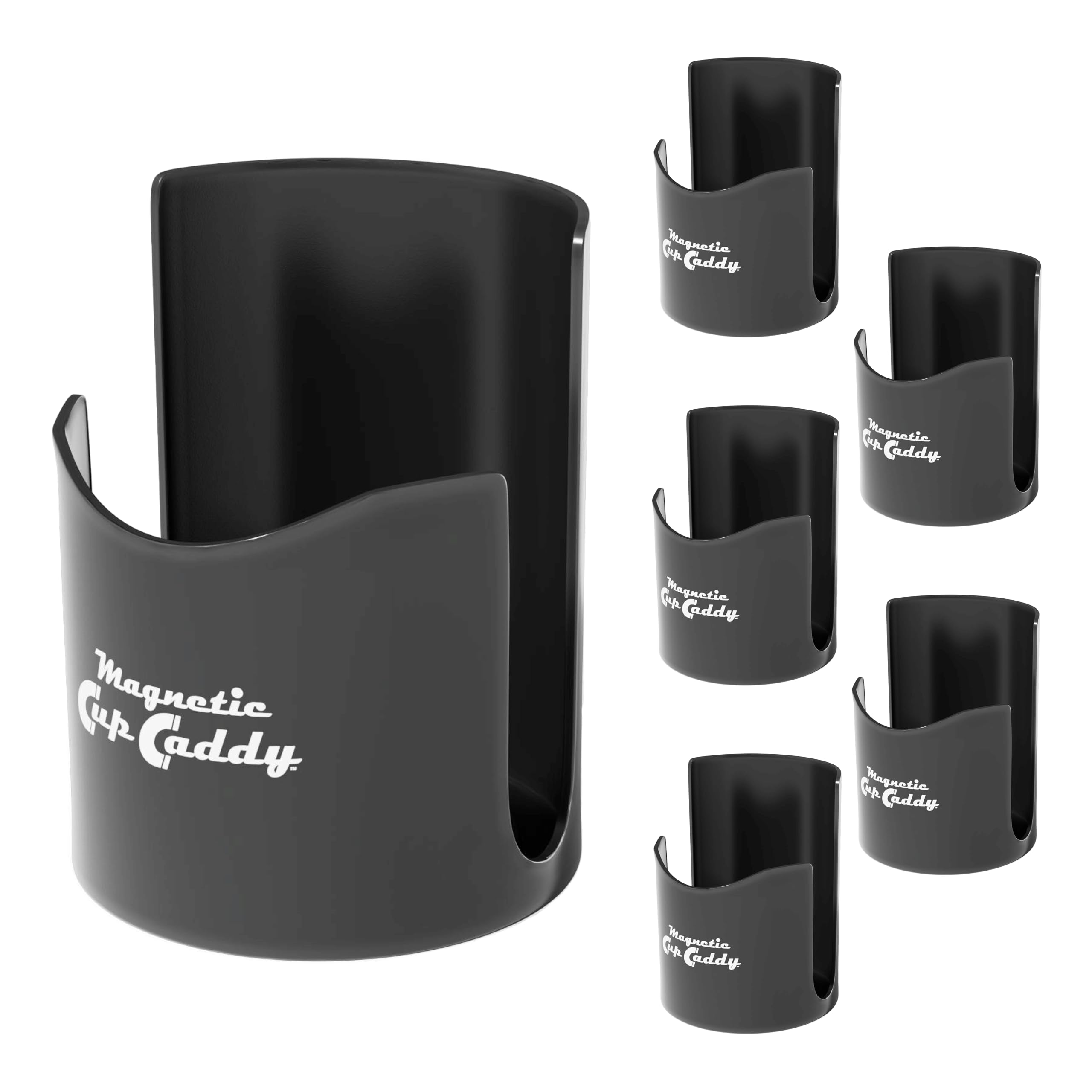 Master Magnetics Magnetic Cup Caddy - Keep Your Favorite Beverage at Hand, 3.3" Inner Diameter, 4.625" Height, Black, Pack of 6, 07583X6