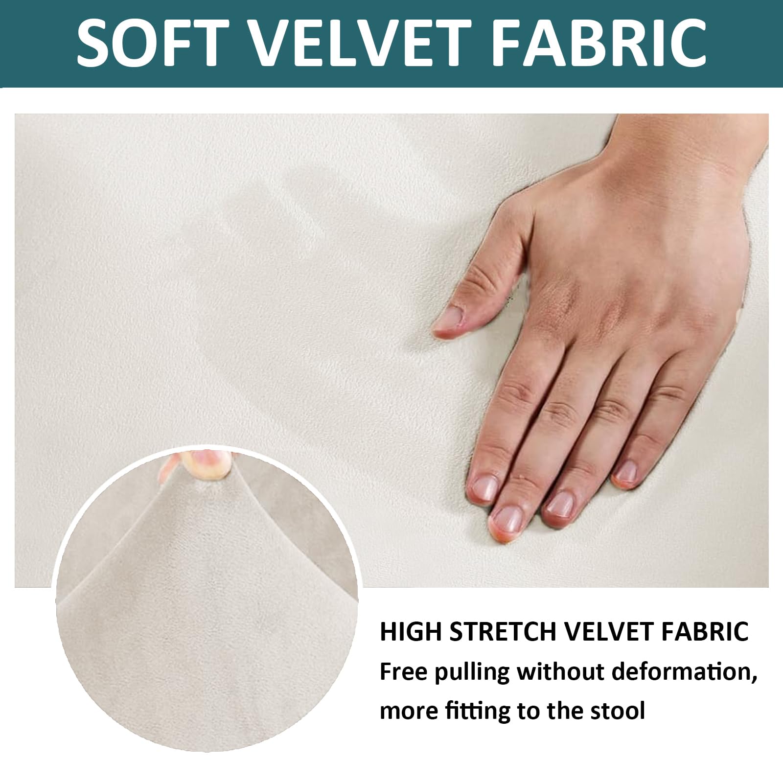 Bei - Copertura per pouf in velluto lavabile, antiscivolo, protezione elasticizzata per soggiorno, elegante decorazione per la casa