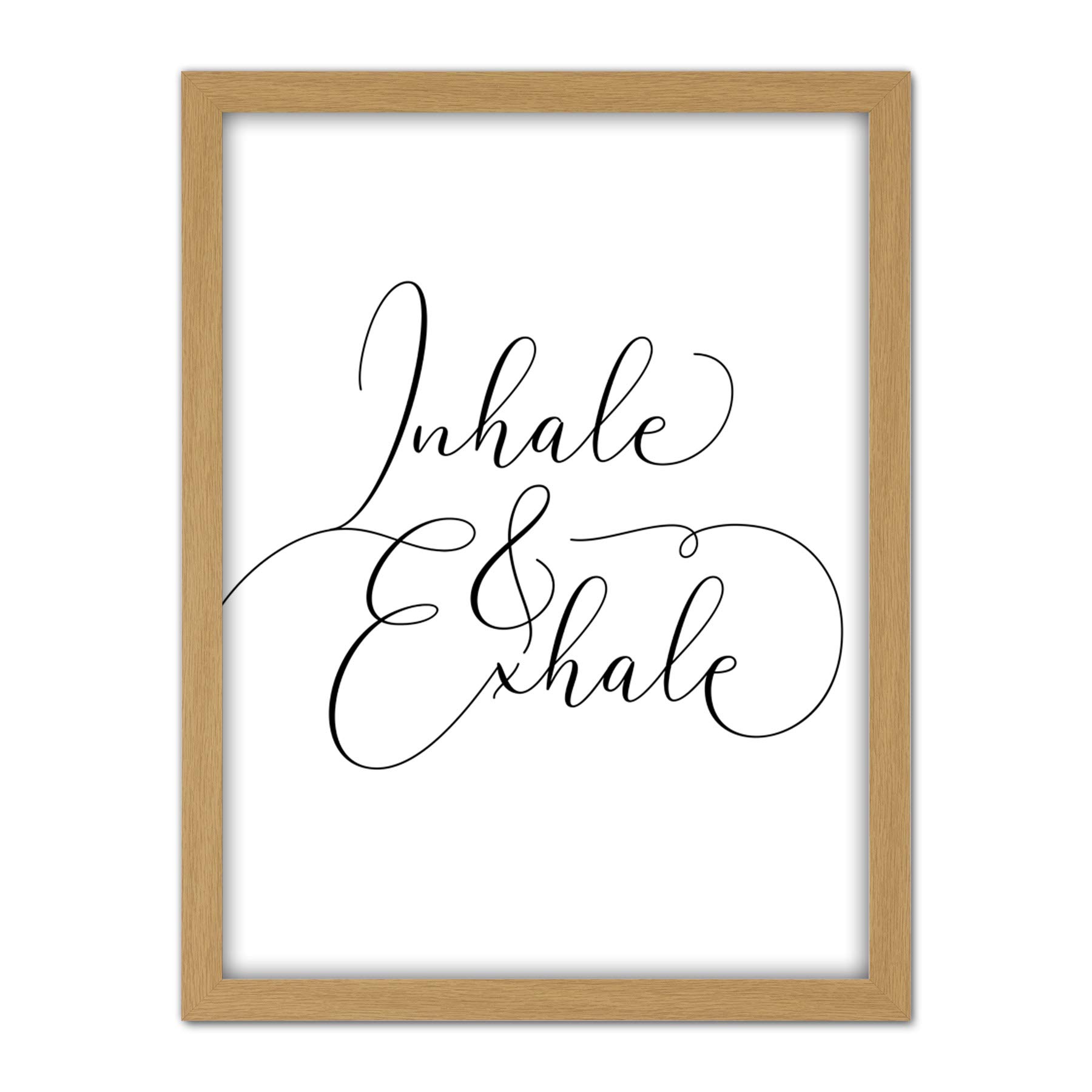 Wee Blue Coo Inhale And Exhale Modern Typography Artwork Framed Wall Art Print 18X24 Inch