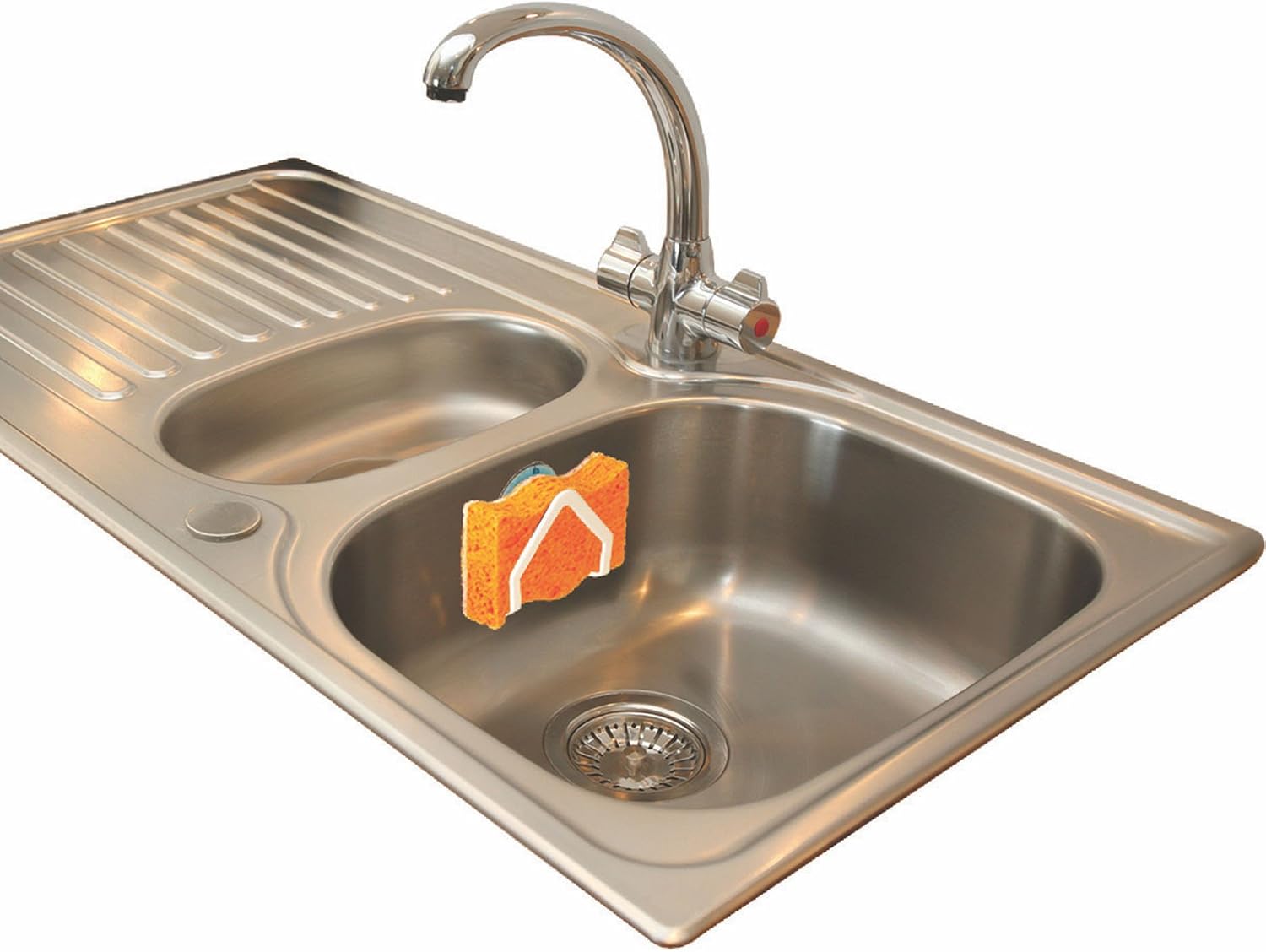 Jokari Suction Cup Kitchen Sponge Caddy 4 Pack. Stick to Any Type of Stainless Steel or Ceramic Sink to Keep Scrubbers Elevated and Counters Clutter Free. Dries Sponges Quickly