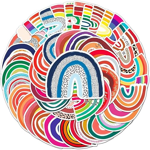 Calcomanías coloridas de arco iris para niñas, adolescentes, niños, calcomanías de vinilo impermeables de dibujos animados para frascos de laptop,