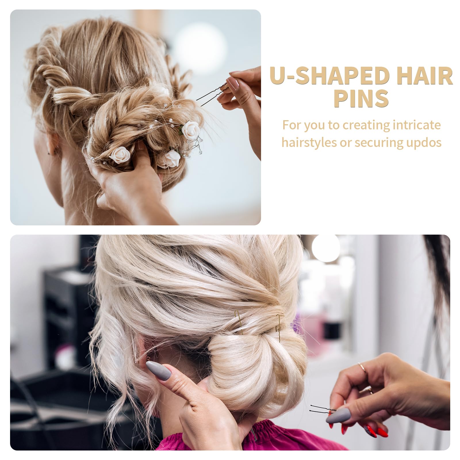 Mia Klein U-förmige Haarnadeln, 6,1 cm, 250 Stück, professionelle Haarstylingnadeln für Frauen, Mädchen und Friseursalons, inklusive transparenter Aufbewahrungsbox für Hochsteckfrisuren und Dutthaare