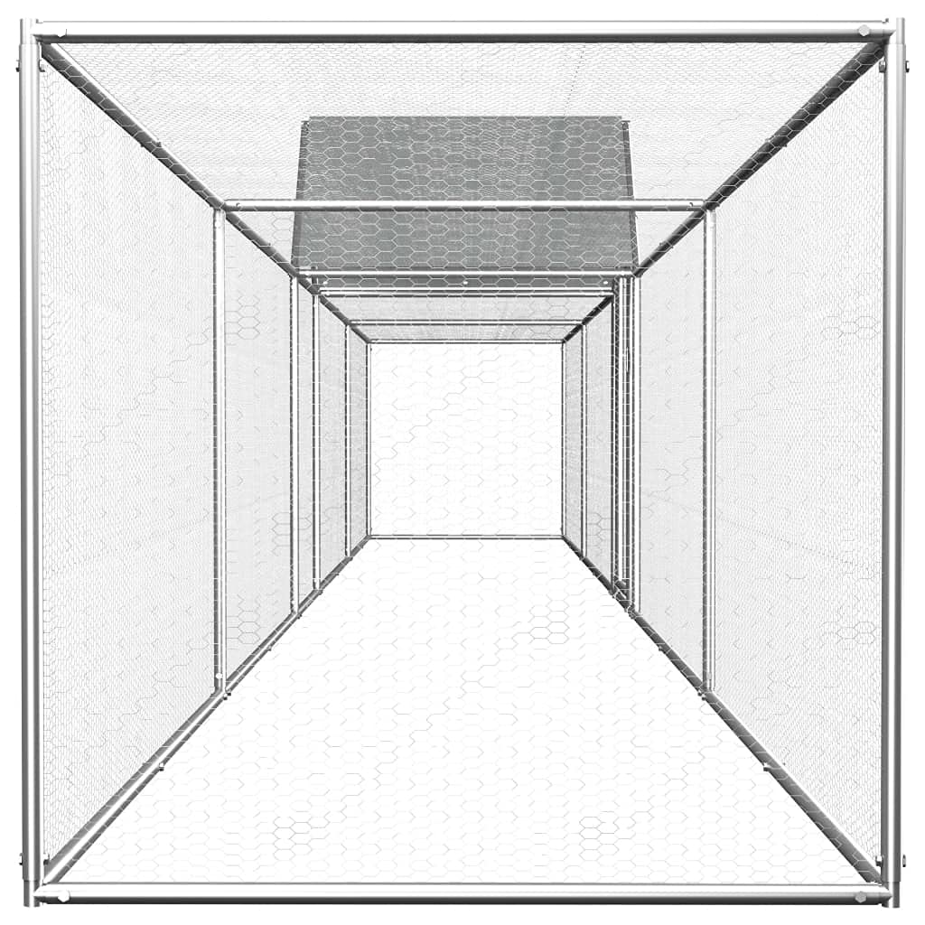 Outdoorowa klatka dla kur, kurnik z wodoodpornym dachem, domek dla kur, wybieg, woliera, kurnik dla małych zwierząt, 9 x 1 x 1,5 m, stal ocynkowana