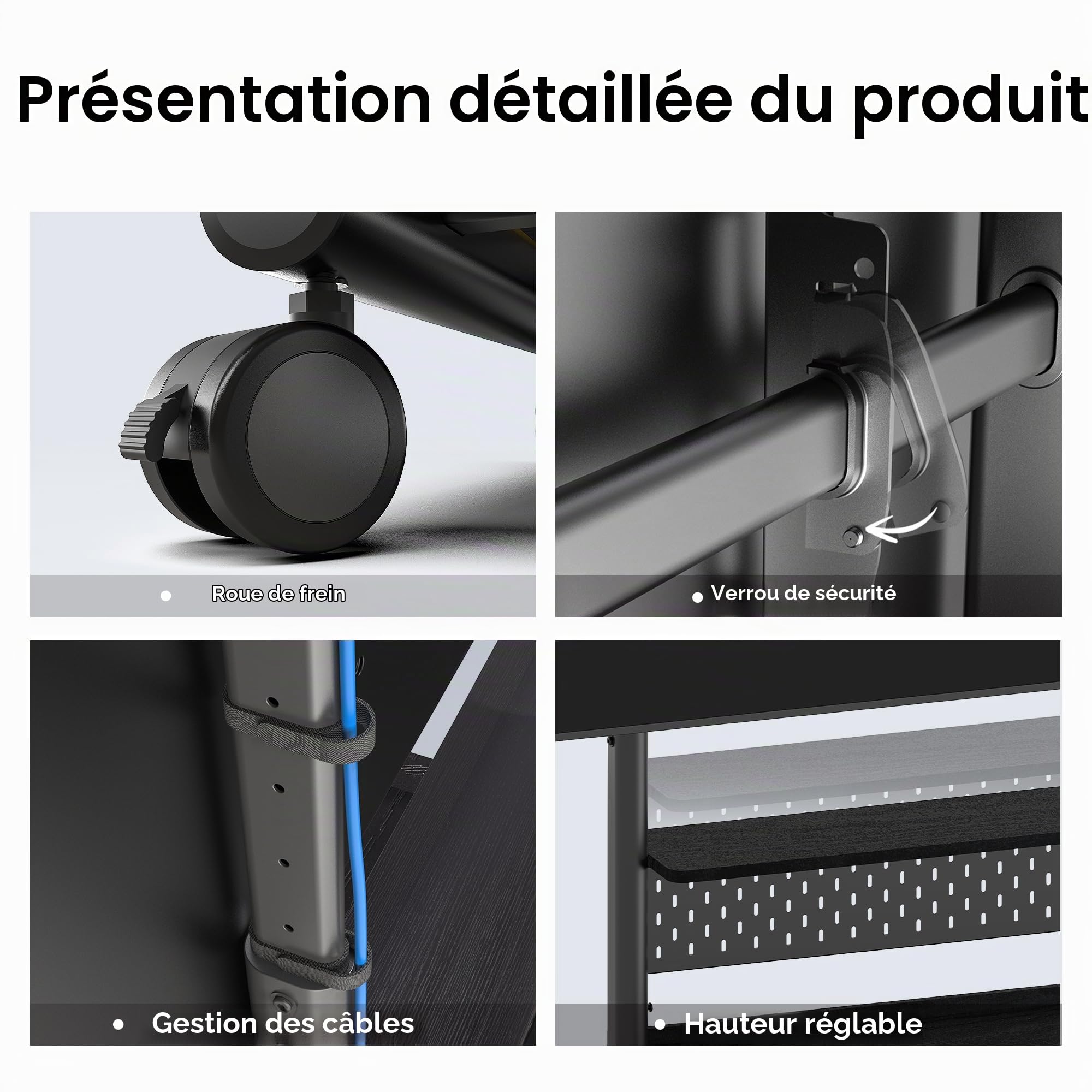 FITUEYES Support TV roulettes, 40-85 Pouces, VESA 600 x 400 mm