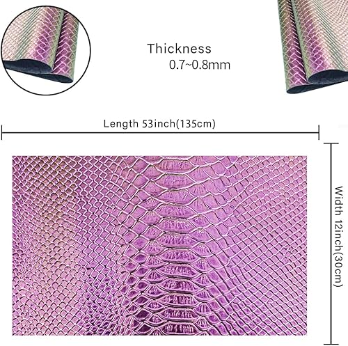 Miniatura 5 de HYANG - Hojas holográficas de piel de serpiente en relieve, color morado oscuro, 1 rollo de 12 x 53 pulgadas, el cuero es muy adecuado para aretes