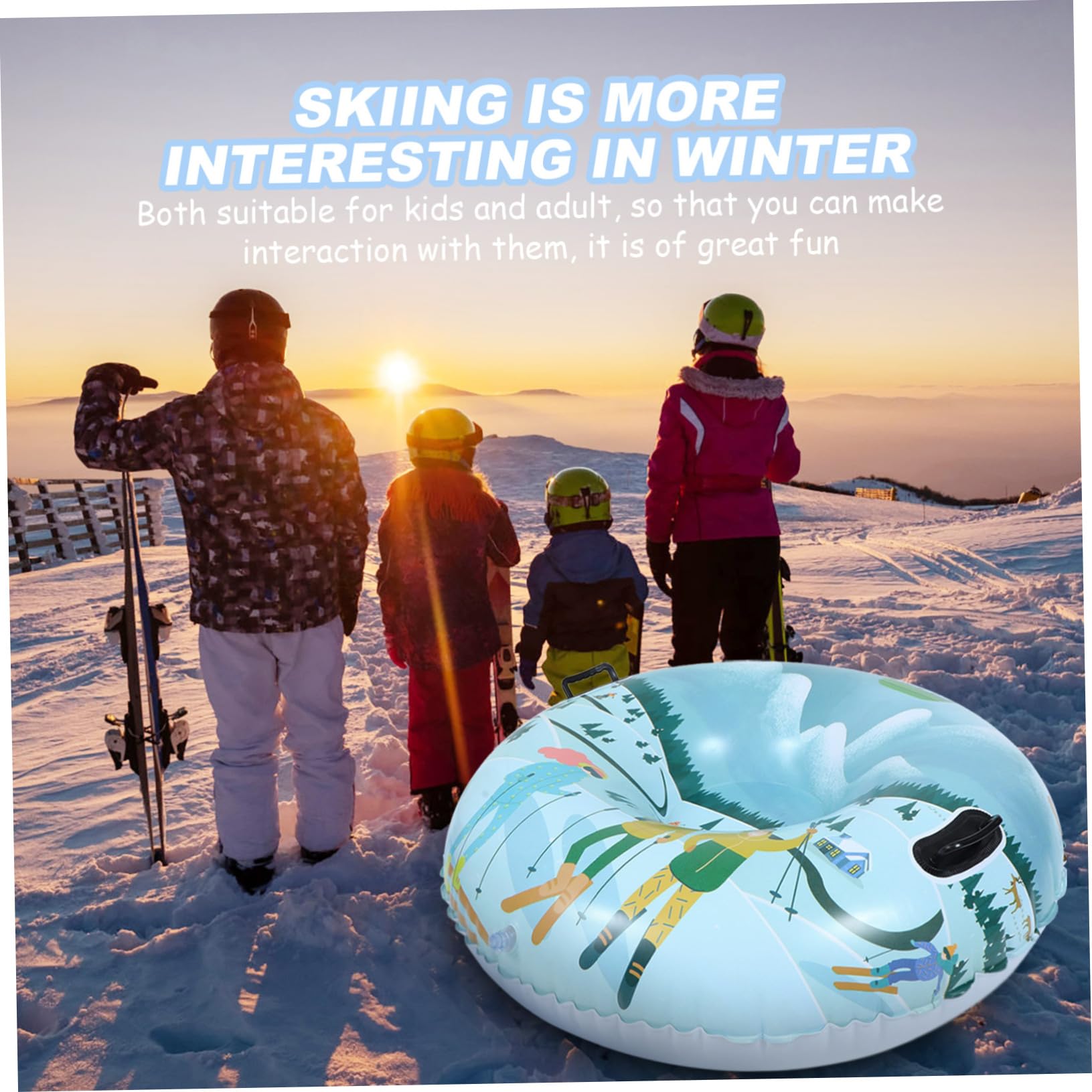 BESPORTBLE 1pezzi Tubo da Sci Gonfiabile in Pvc Ispessito Slitta da Neve per Esterni Attrezzo da Sci per Sport Invernali all Aperto