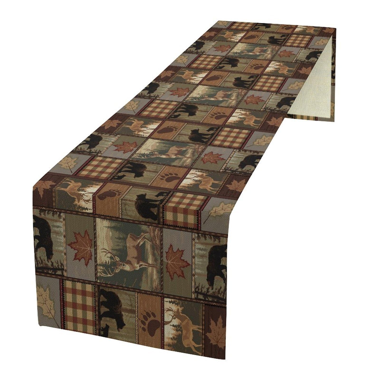 Rustic Moose Deer Table Runner, Vintage Cottage Country Style Rustic Cabin Mountain Farmhouse Dinner Runner for Home Kitchen Dining Table Decoration 13"x108" — image 1
