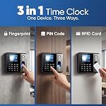 Fingerprint Time Clock for Employees, Time Clock Machine with Keypad, Automatic Hours Calculator, USB Export, Standalone No WiFi