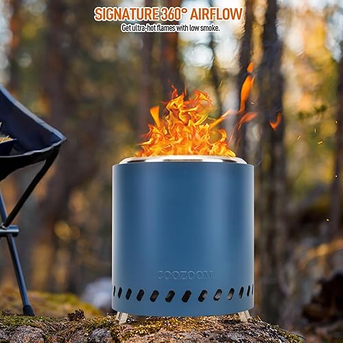 Miniatura 17 de Fogata portátil de mesa con soporte, de acero inoxidable de 8.6 pulgadas, mini hoguera de mesa para exteriores con bajo consumo de humo, alimentada