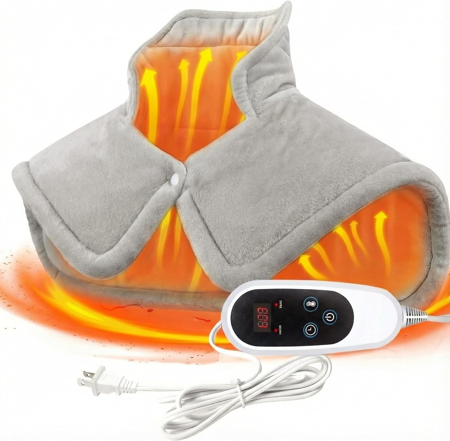 Heating Pad for Neck and Shoulders and Back, Valentines Day Gifts for Him Women Men Mom Wife, Heat Pad for Back, Multi Heat Settings, Timers Auto-Off, Large Neck Pad, Local Warehouse (White)