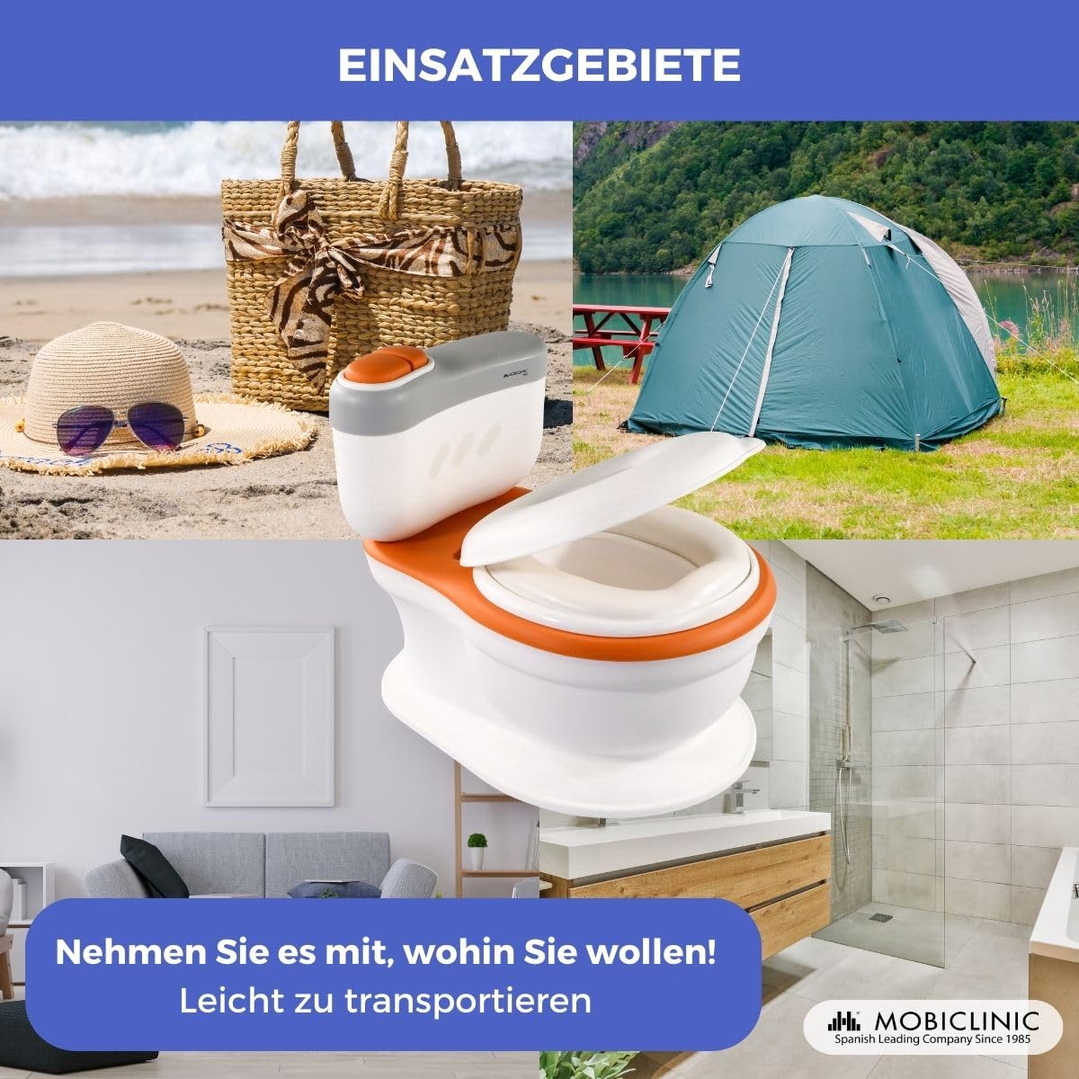 Mobiclinic®, Kinder Töpfchen, Kleinkind, Alter 1-3 jahre, Deckel, Toilettenpapierfach, Batteriebetrieben, Abnehmbare Schüssel, Wasserdichter Sitz, Toikid