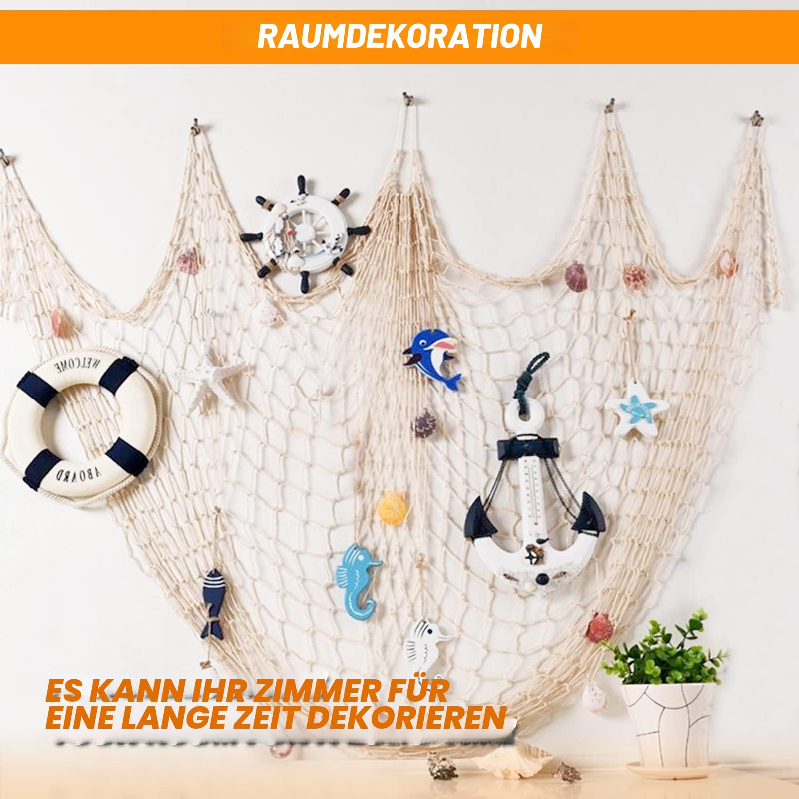 Amazon.de: Fischernetz Deko mit Muscheln 100 x 200 cm Deko Netz fischernetz  Dekoration Mediterranen Stil Fischernetze fr Zimmer, Hochzeit