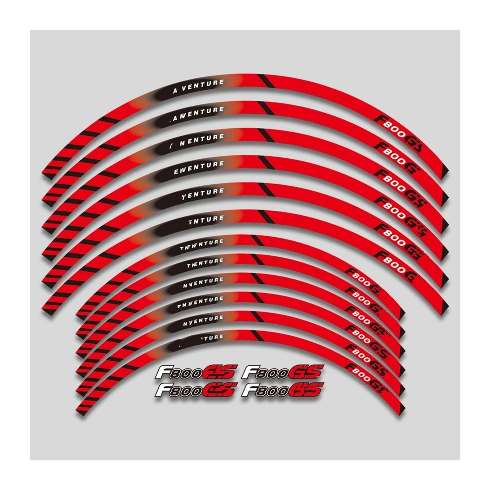 Für F800GS Für F800 Für F 800GS Motorrad Räder Aufkleber 21 17 Felge Reflektierende Zubehör Decals Band Set(A1-Red)
