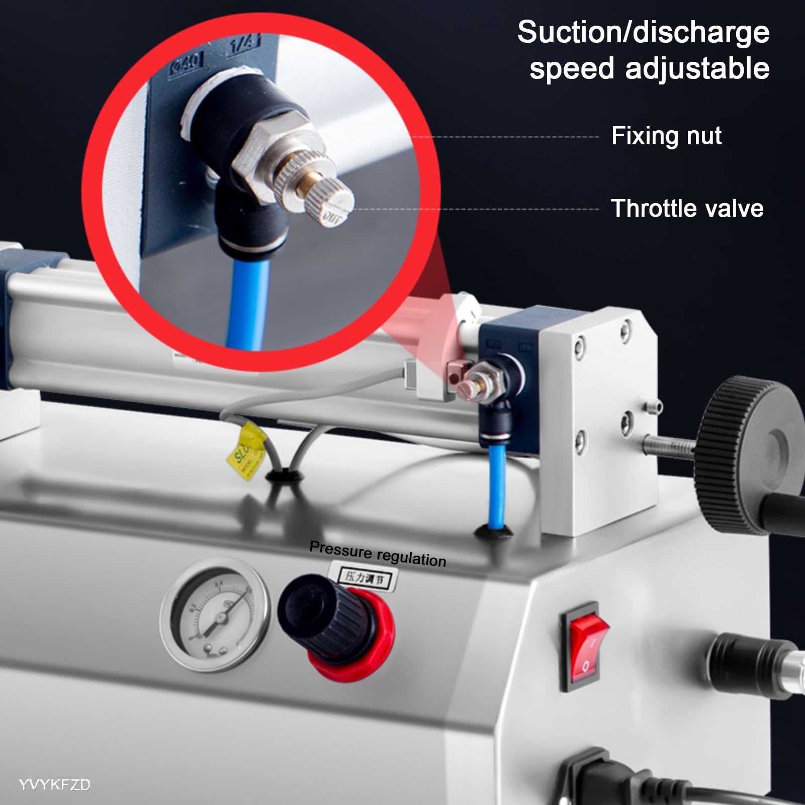 YVYKFZD Máquina De Llenado De Líquidos En Pasta, Llenadora De Botellas Semiautomática Horizontal Ajustable, Llenado De Líquidos Neumática De Acero Inoxidable De Cabezal Simple, Para Alimentos (Size :