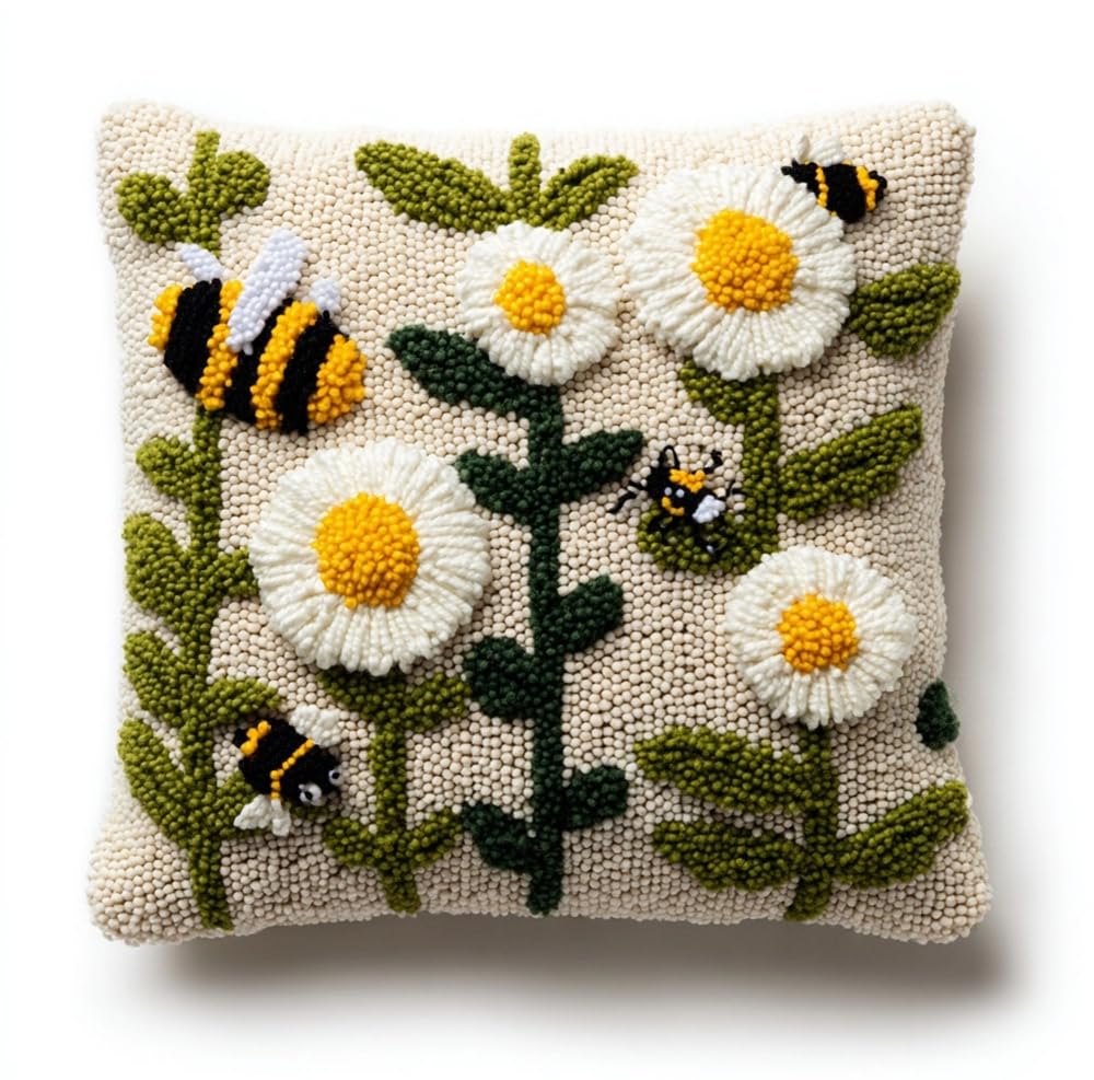 Taxpy Latch Hook Kits Pillow Flowers 17X17In