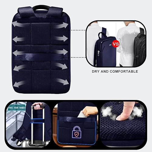 Miniatura 5 de ZINZ Mochila delgada para laptop de 15, 15.6 y 16 pulgadas, con capacidad variable y puerto USB, mochila de viaje de negocios, B01l01