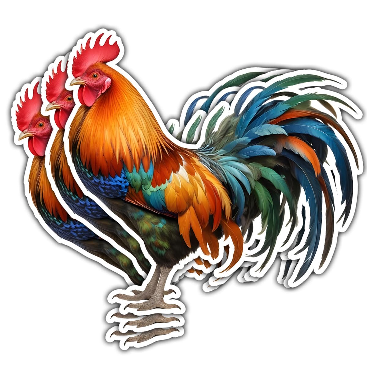 (3Pcs) Chicken Vinyl Sticker Decal, Funny Chicken with Eyebrows Sticker, Chicken Car Sticker, Chicken Bumper Sticker - Stickers for Laptop Water Bottle Phone Car Window Helmet 3 Inches (Chic 2)