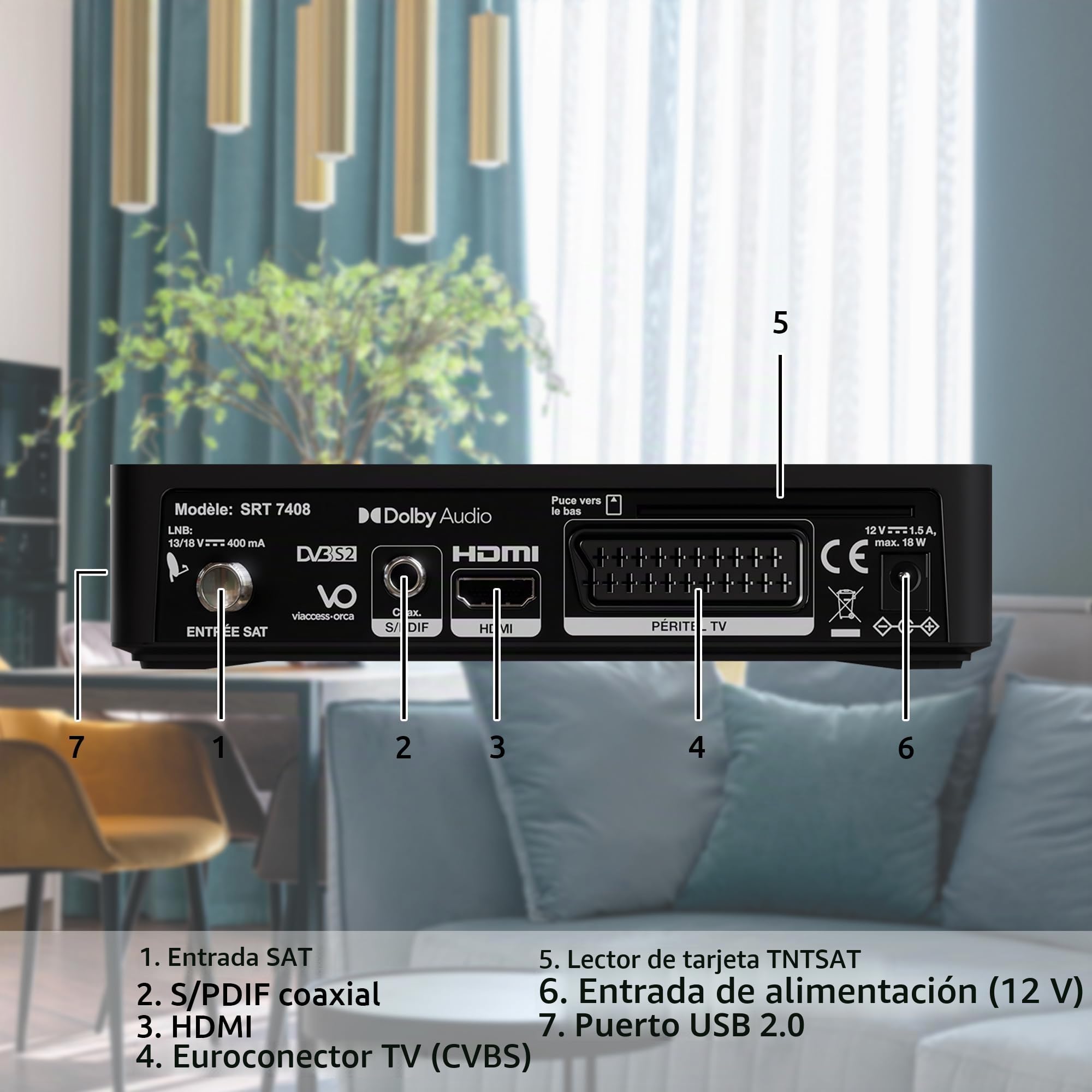 Strong SRT7408 - Decodificador de satélite TNT con Tarjeta TNTSAT (resolución HD – Direct diferido – Puerto USB para grabación – Función de Reposo ecológica, Asistente de instalación, Color Negro