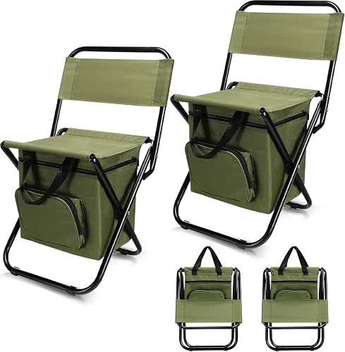 Jerify 2 Pcs Fishing Chair with Cooler Bag Multi-Function Foldable