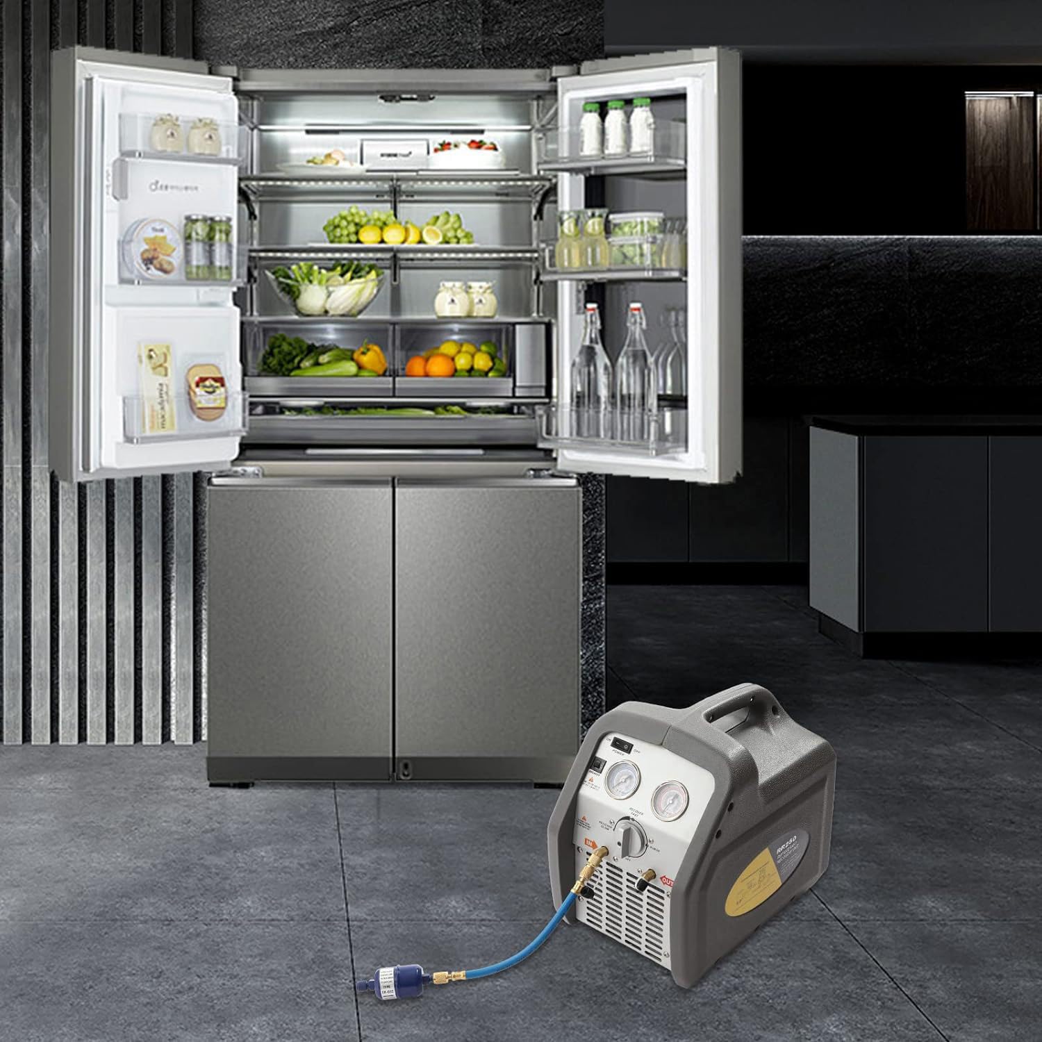 Máquina portátil de recuperación de refrigerante 1hp/3/4 H -P - Máquina de recuperación de CA120V HVAC para refrigerante líquido