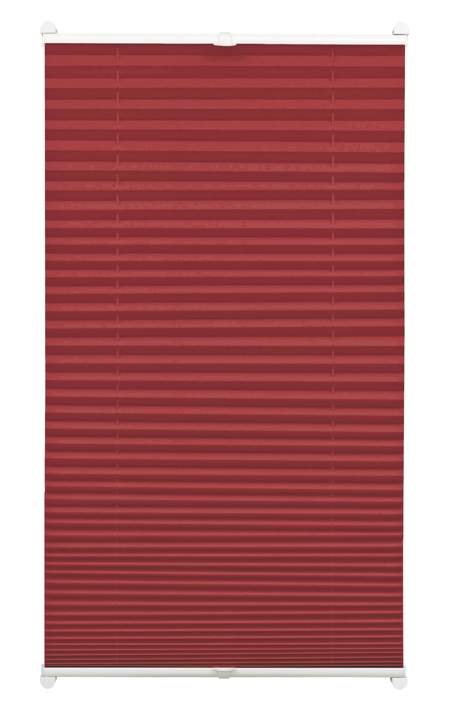 Gardinia Plissee zum Klemmen, Blickdichtes Faltrollo, Alle Montage-Teile inklusive, EASYFIX Plissee verspannt mit Zwei Bedienschienen, Bordeauxrot, 100 x 130 cm (BxH)