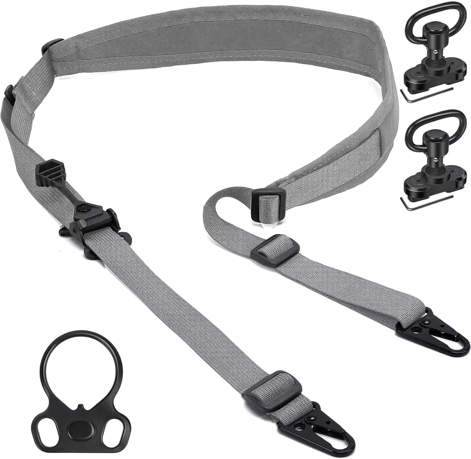 WarBull 2 Point Rifle Sling, QD Swivel Quick Adjust Gun Sling with HK Hook, Soft Shoulder Pad Tactical Rifle Sling for Rifle Shotgun and Crossbow, Hunting and Outdoor Sports