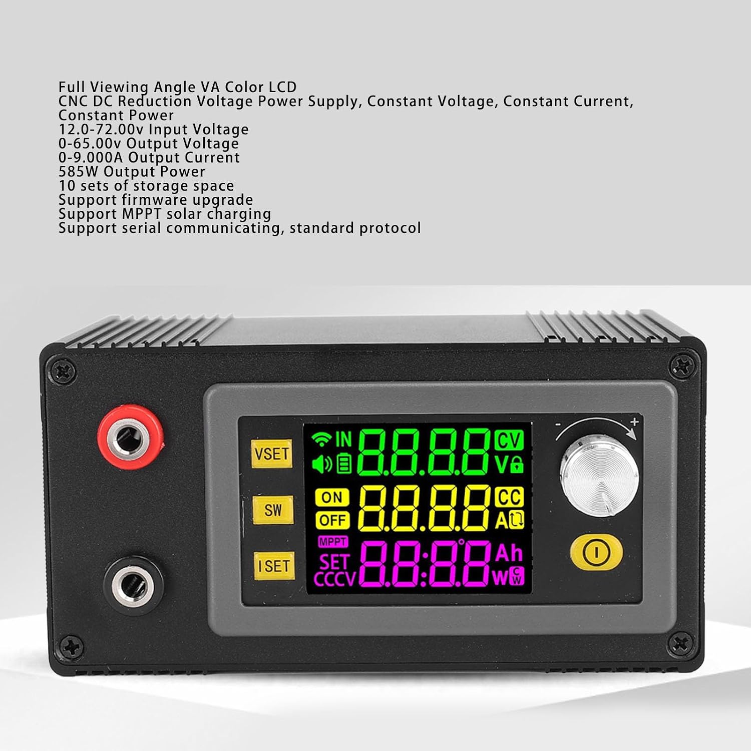 DC Regulated Power Supply, Adjustable Voltage Regulated Power Supply with Digital Display, 12-72V Input 0-65V 6A Output for Lab Bench Electronics Testing