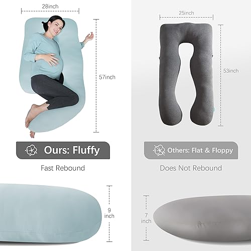 Miniatura 7 de MOON PARK- Almohadas de embarazo y maternidad de cuerpo completo para dormir, en forma de U y con funda refrescante extraíble soporte para espalda,