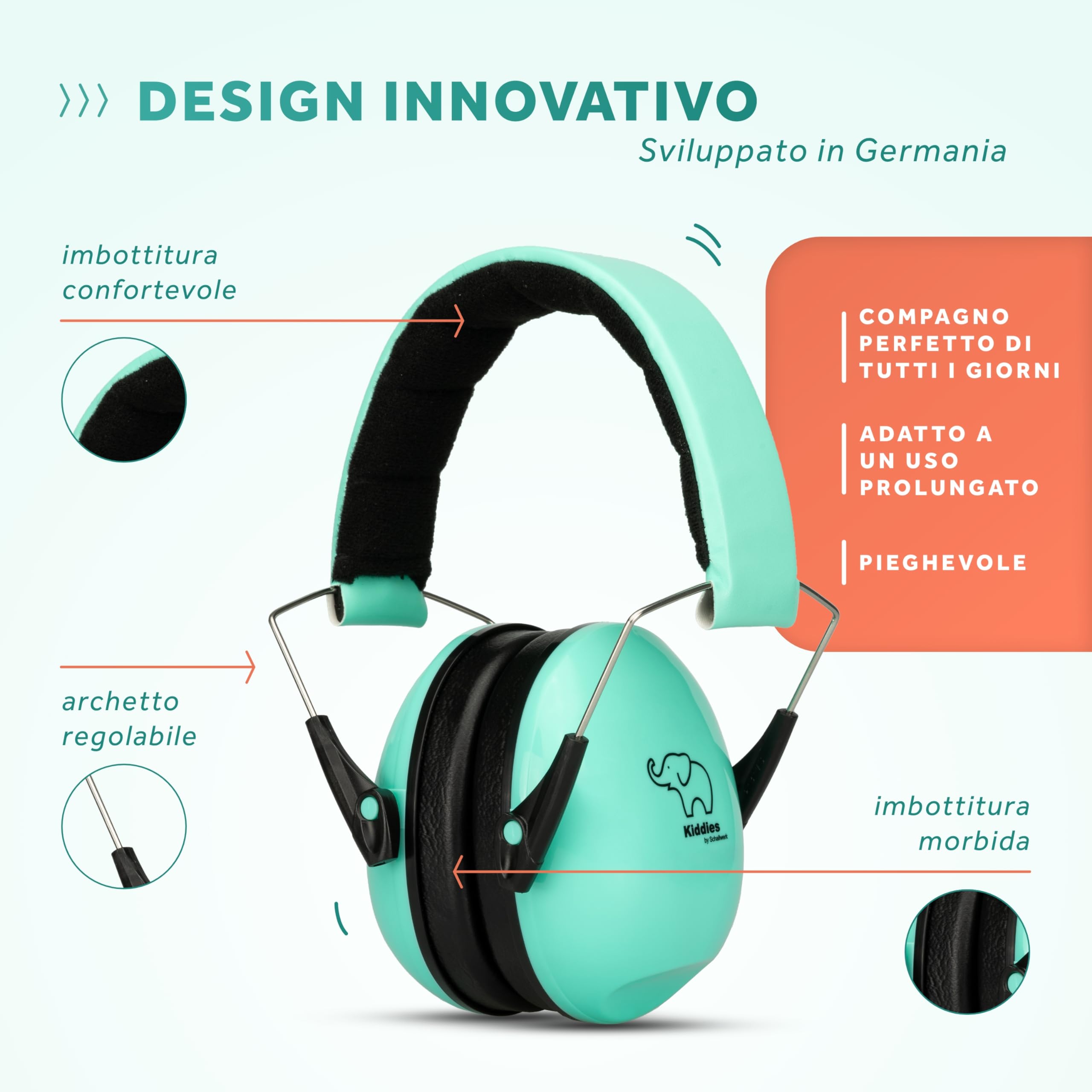 Schallwerk® Kiddies – Cuffie Antirumore Bambini – Protezione dell’Udito con Isolamento Acustico – Cuffie Rumore, Ideali per Scuola, Viaggi e Feste, Aero, Antirumore, Neonato, concerto, neonati