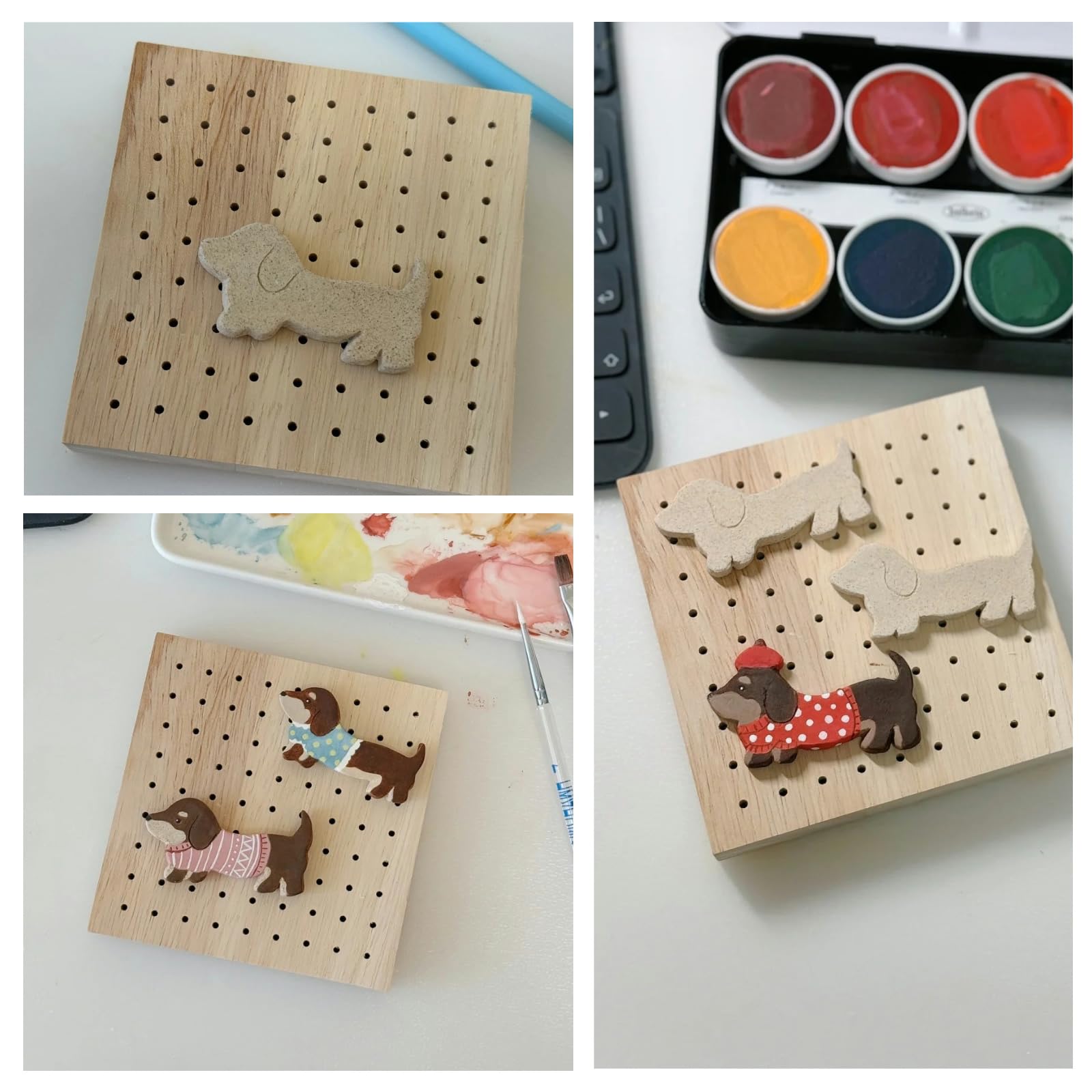 4 Stück Naturholz Dartpfeile Halterung Darthalter Holz mit Unterschiedliche Platzierung der Löcher Dart Aufbewahrung, Dart Ständer für Steeldarts, Softdarts, Lebensmittelanzeige, DIY Basteln
